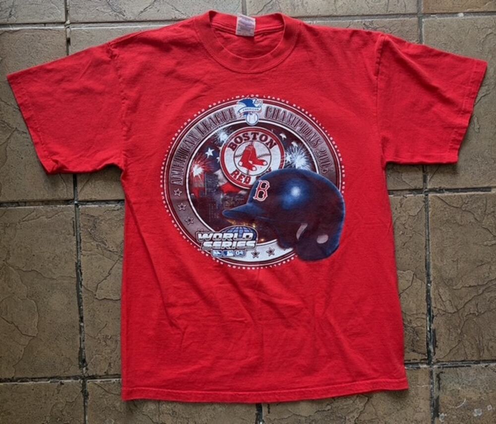 2004 Boston Red Sox American League Champions World Series Vintage Tee Medium